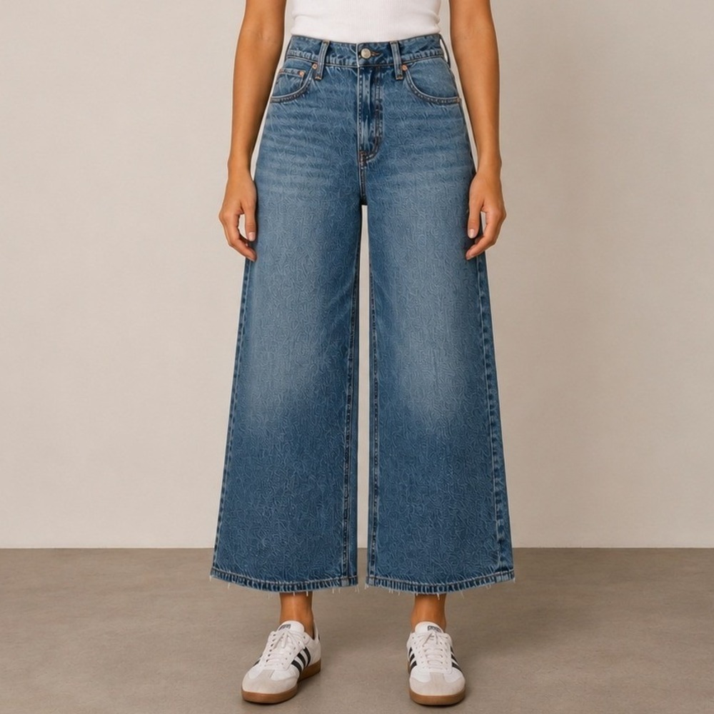 American Eagle Ultra Wide Leg Jeans 2 X-Short Blue Low Rise Denim Streetwear